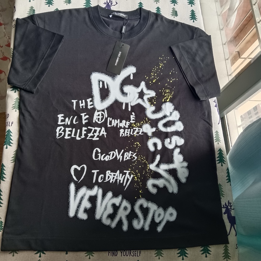 Dolce & Gabbana Letter Print Graphic T-Shirt Size L